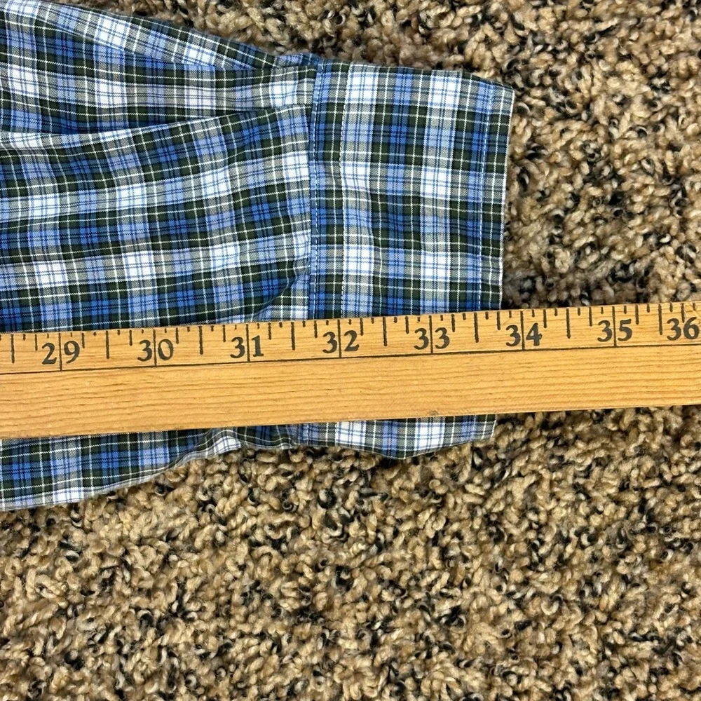 Polo Ralph Lauren Plaid Button Down Shirt Blue Green 16.5 Large